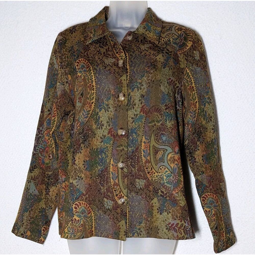 Vintage Koret Shirt Jacket Women's Medium Floral Shacket Colorful Artsy Pattern